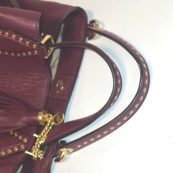 Michael Kors Brooklyn Burgundy Leather Satchel - Picture 14 of 15